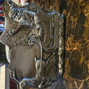 Silver Santa and Reindeer Figurine